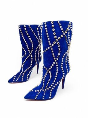 Christian Louboutin Astrilarge Pika Studded Suede Spike Boots Womens Size EU 37